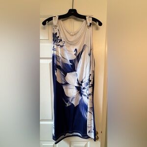 Floral Sleeveless Dress in Blue and White